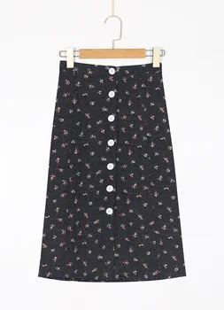 

Summer Women Casual Skirts 2020 New Lady Bohemian Style Floral printed Holiday Button Solid Breasted Long Lace up Empire Skirts