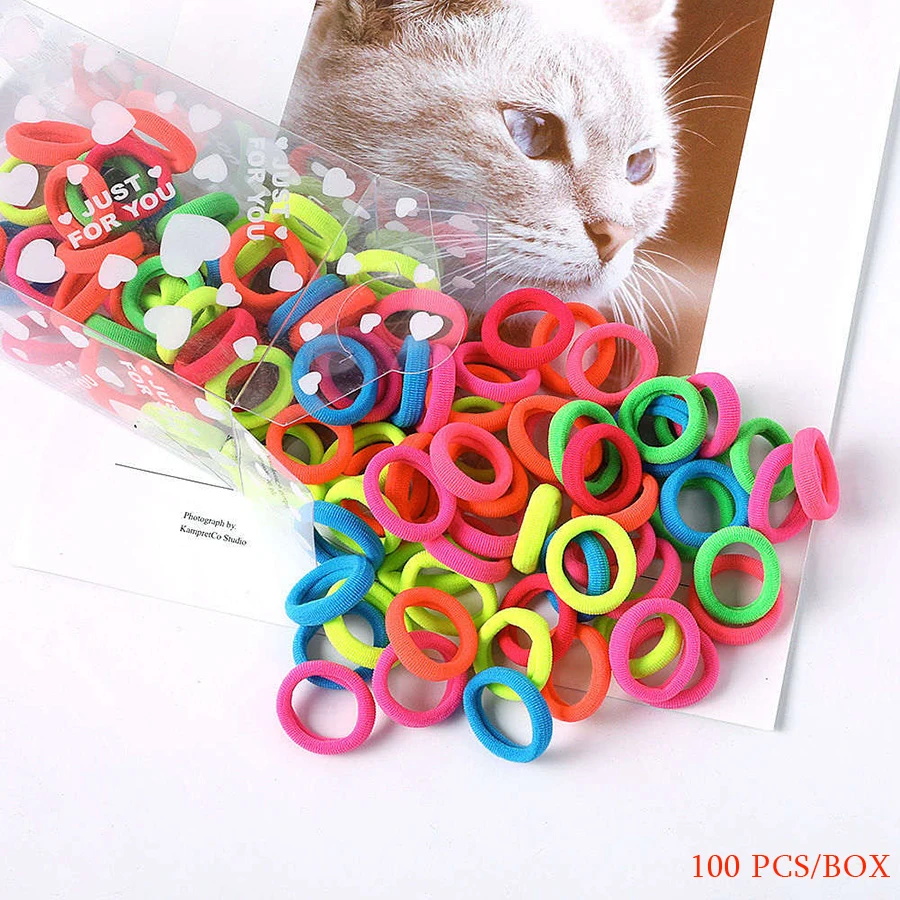 Haimeikang 100 шт./кор. Для женщин нарисованной длинноволосой девочкой, Scrunchies Карамельный цвет эластичная повязка для волос; эластичная повязка резинки для волос аксессуары для волос - Цвет: B