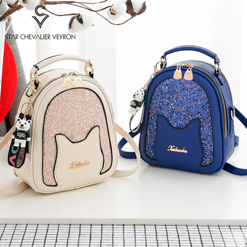 

SCV 2020 Korean Women Mini Backpack PU Leather Shoulder Bag For Teenage Girls Multi-Function Small Bagpack Female Phone Pouch
