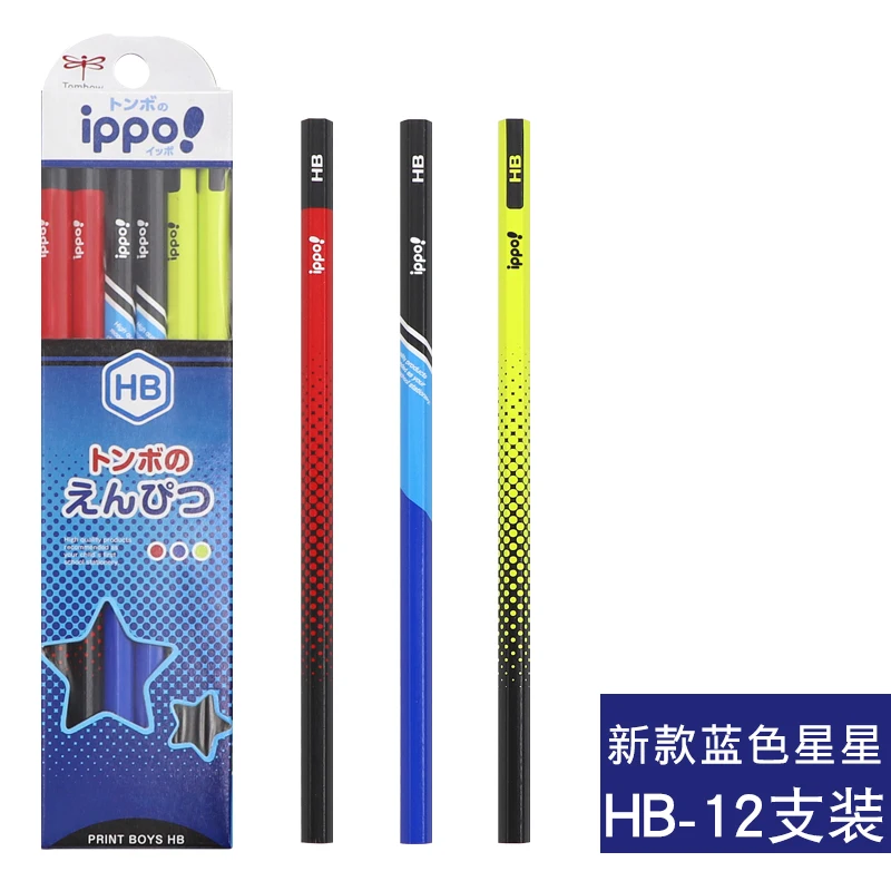 Deep Blue HB 12 шт./компл. TOMBOW ippo! Серия Деревянных грифельных карандашей 2B/HB/B японские Мультяшные милые канцелярские принадлежности шестигранные Детские карандаши студенческие письма экзамена - Цвет: Deep Blue HB