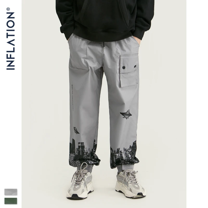Модные спортивные штаны с цифровым принтом для мужчин FW уличная одежда с завязками для бега Харадзюку Свободные Мужские Брюки с карманами 93444W