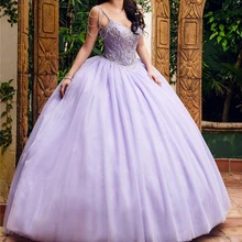 Светильник, сиреневый, на тонких бретелях, милое бальное платье, бальное платье, Кристальный тюль, с бисером, с жакетом, Vestido, вечерние платья