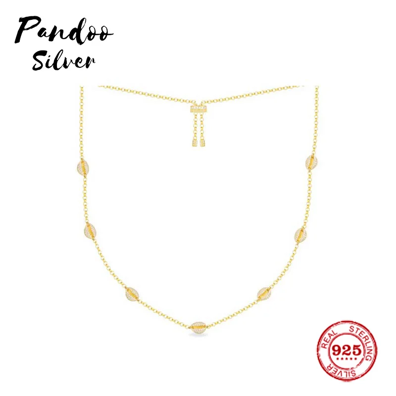 Fashion Charm Sterling Silver Copy 1:1 Adjustable Necklace With Small Seashells Women Monaco Jewelry Gift Logo | Украшения и