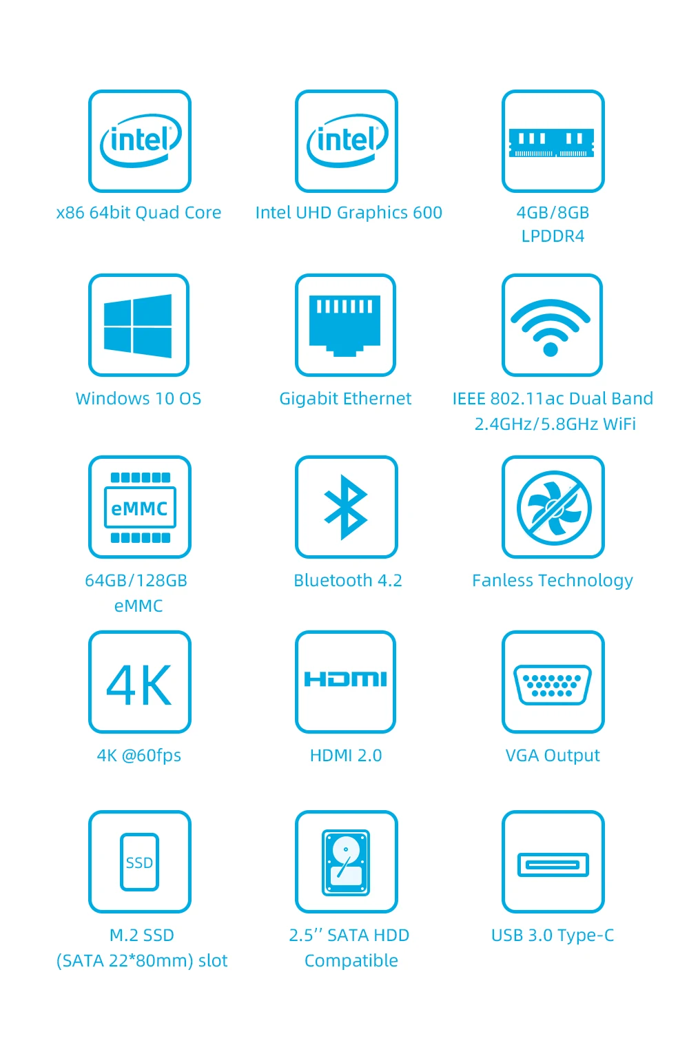 MeLE Triple 4K Display Mini PC - Intel Celeron J4125 Quad Core, 8GB DDR4, 128GB eMMC, 2xHDMI, 1xVGA, 4xUSB 3.0 - Small Gaming Computador Description Image.This Product Can Be Found With The Tag Names Barebone Mini PC, Computer Office, Mini pc