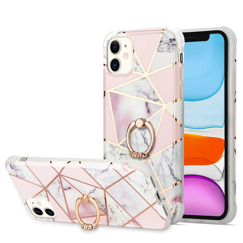 New Design Marble Phone Case With Stand Holder For iphone11 Pro Max 7 8 plus Case Silicon Back Cover