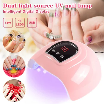 

54W 18LEDs UV LED Nail Lamp Digital Display Fast Nail Dryer Nail Light for Fingernail Toenail Gel Polish Makeup EY669
