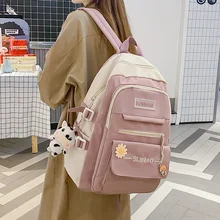 

Fashion Contrast Color Design Women's Backpack Korean Student Schoolbag Large Capacity Laptop Bag For Teen Girls Mochila