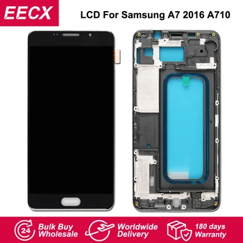 

A710 Display For Samsung A7 2016 LCD A710F Display Touch Screen Digitizer Sensor w/ Frame A710 SM-A710 Display A710F Screen