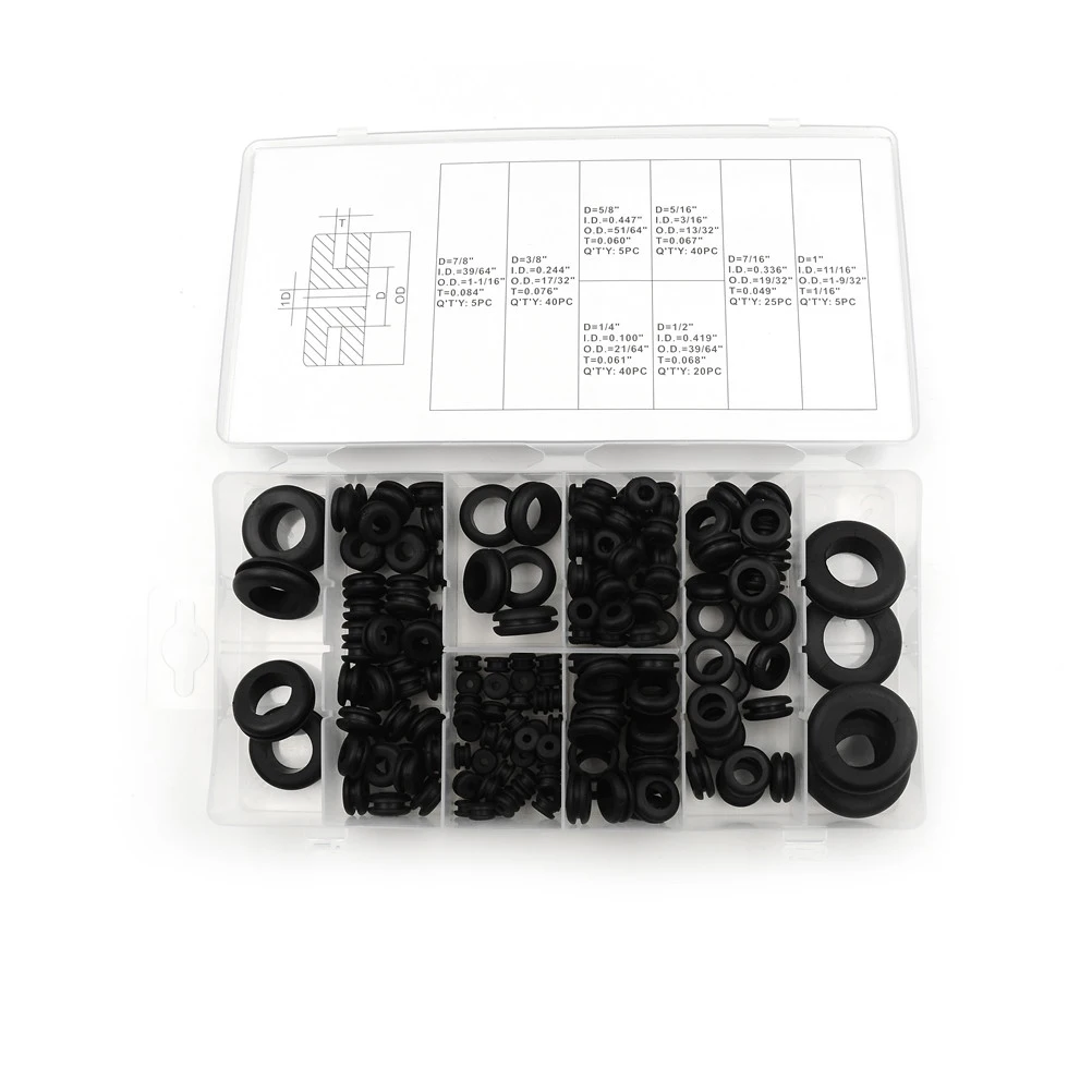 

180pcs/pack Car Electrical Wire Gasket Kit For Cylinder Valve Water Pipe Rubber Grommet Hole Plug Retaining Ring Firewall Set