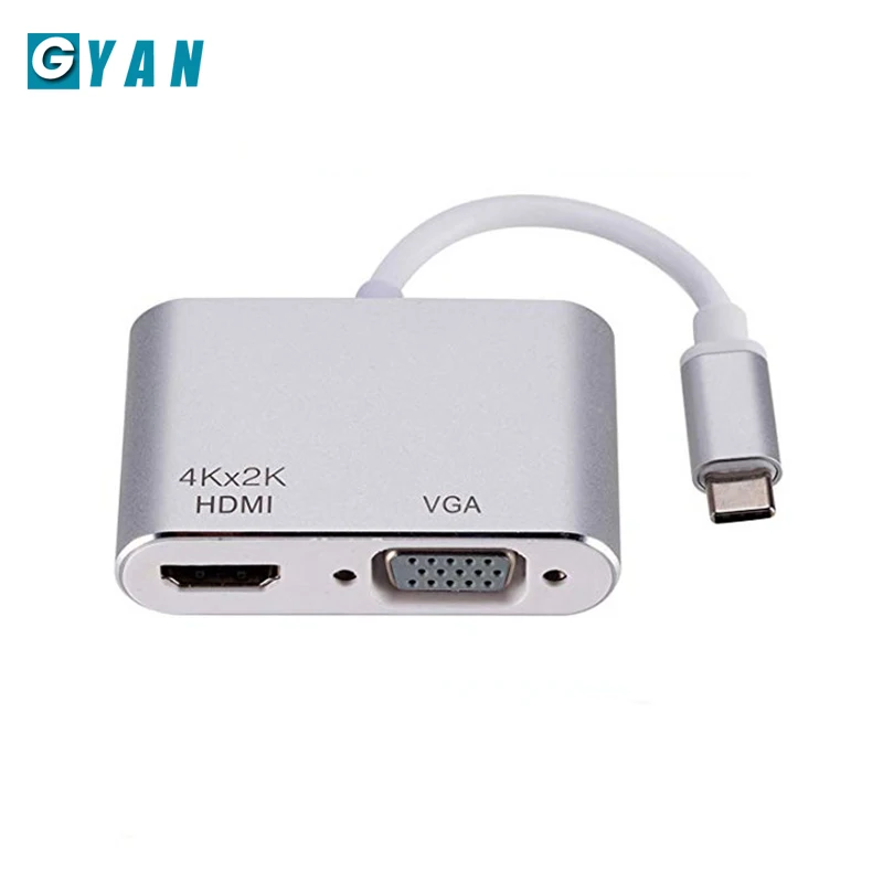 USB C к HDMI 4K VGA адаптер USB 3,1 type C USB-C к VGA HDMI преобразователи видеосигнала адаптер для Macbook Pro/Chromebook Pix - Цвет: SILVER