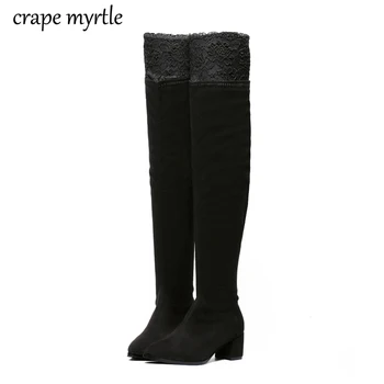 

2020 New Autumn winter new knee boots women's slim high length boots long boots low heels boots warm boots riding boots YMA964