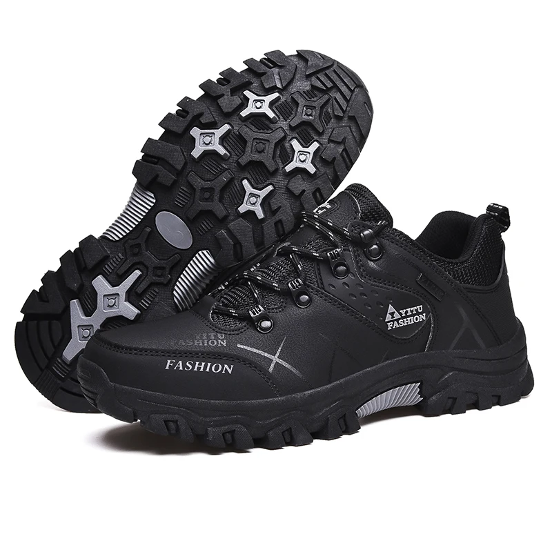 

LION SCREAM Hiking Shoes Original Men Cow Leather Air Mesh Breathable Trip Durable Climb Trekking Adventure 3 Colors Sneakers 47