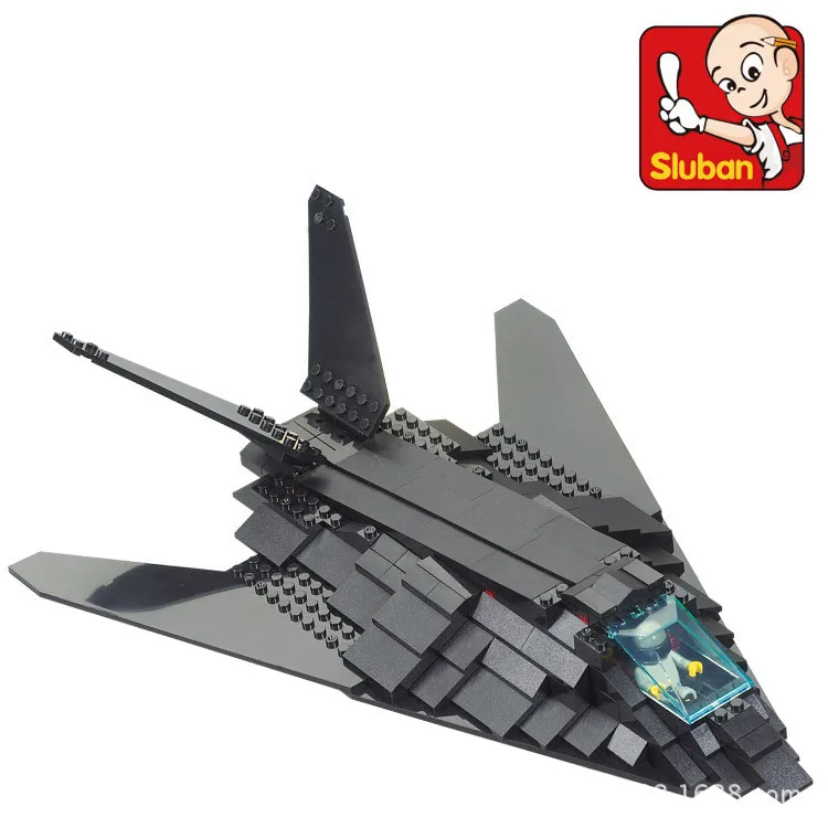 Sluban F117 Invisible Bomber B0108 model airplane Educational DIY Jigsaw Construction Bricks building toys for children | Игрушки и