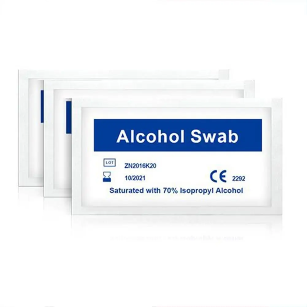 

100 Pcs Alcohol Wet Wipe Disposable Disinfection Prep Swap Pad Antiseptic Skin Cleaning Care for Self-driving Travel car 5 * 3cm