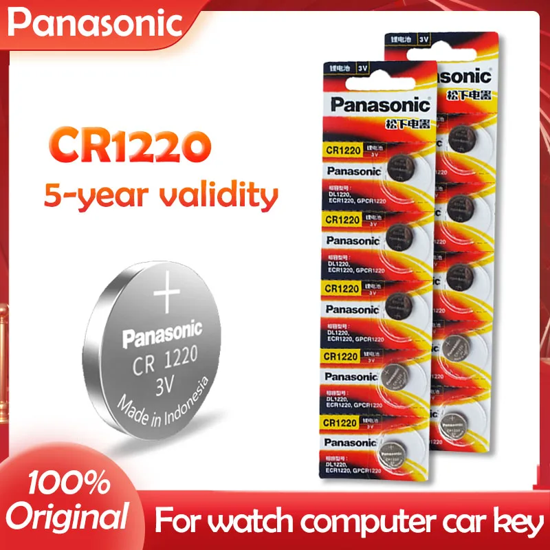 10 шт. Panasonic 100% оригинальная CR1220 Кнопочная батарея для часов автомобильный пульт