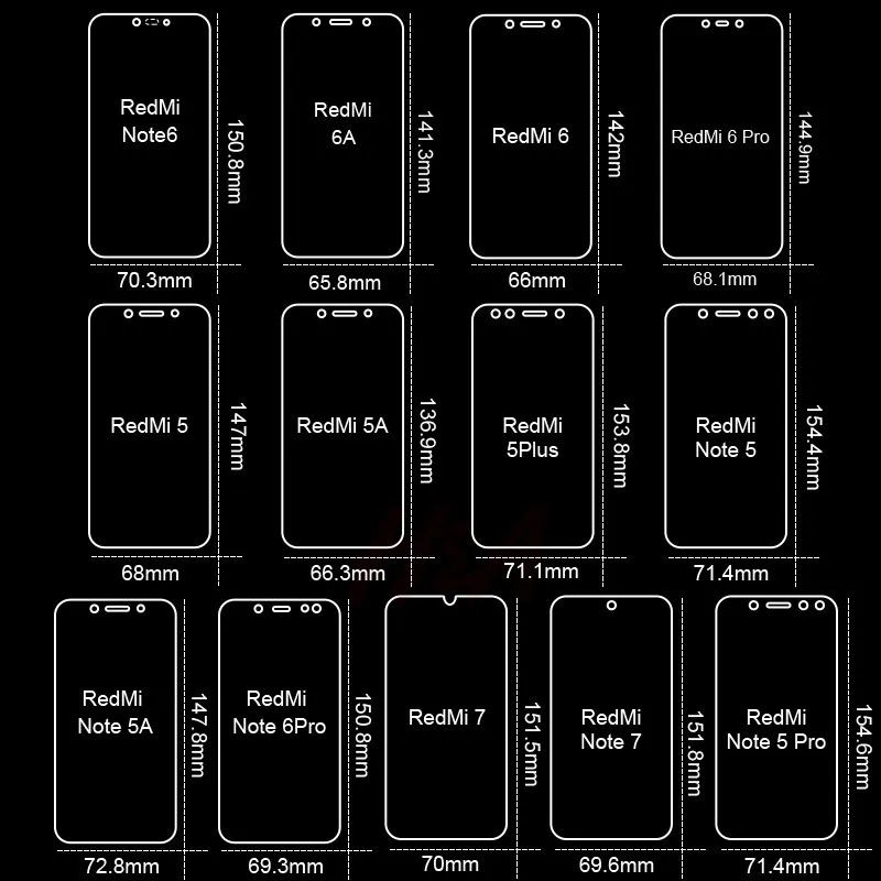 Защитное стекло закаленное с полным покрытием для Xiaomi Redmi Note 7 8 6 5 Pro 5A 6A Plus 3