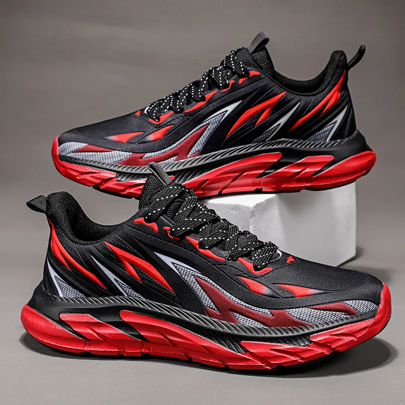 

Hot Sale Men Sneakers Fashion Lace-Up Flame Running Shoes Men's Outdoor Comfortable Lightweight Sports Shoes Men Casual Shoes