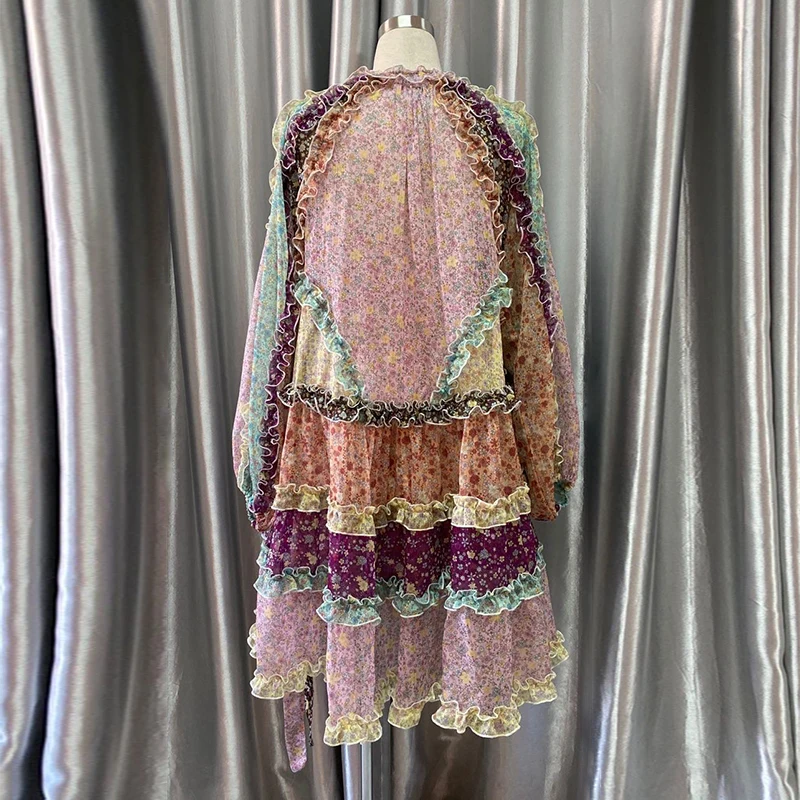 TWOTWINSTYLE Elegant Printed Hit Color Dress For