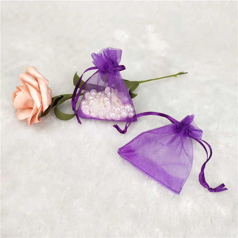 50 шт. сумки из органзы, подарочные сумки, упаковка для ювелирных изделий, свадебные украшения, вечерние пакеты для упаковки 7x9 9x12 10x15 13x18cm 5 - Цвет: dark purple