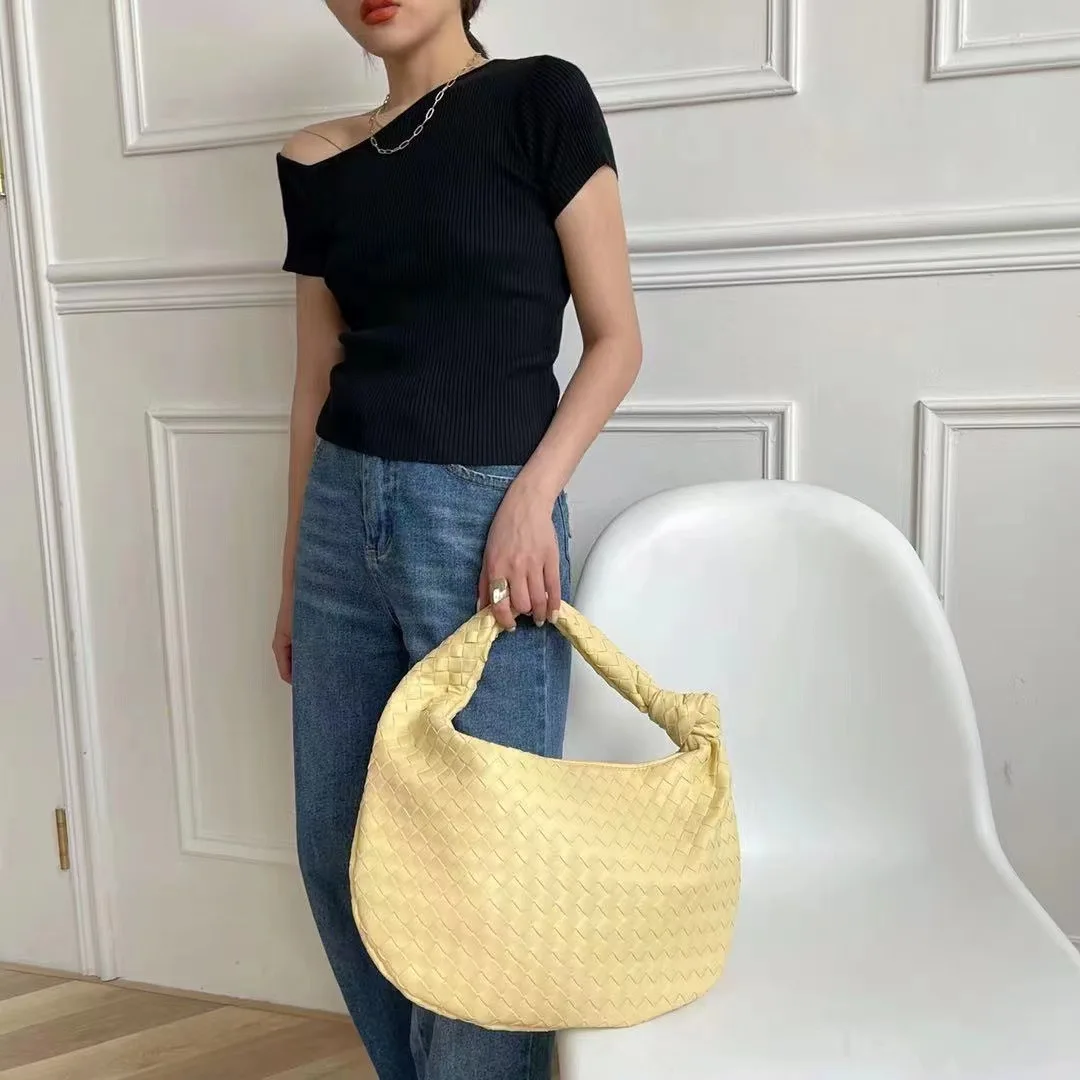 2022 Fashion Handmade Woven Bag Luxury Woven Leather Printed Shoulder Bag Lady Crossbody Hobo PU Knotted Handle Casual Handbag 