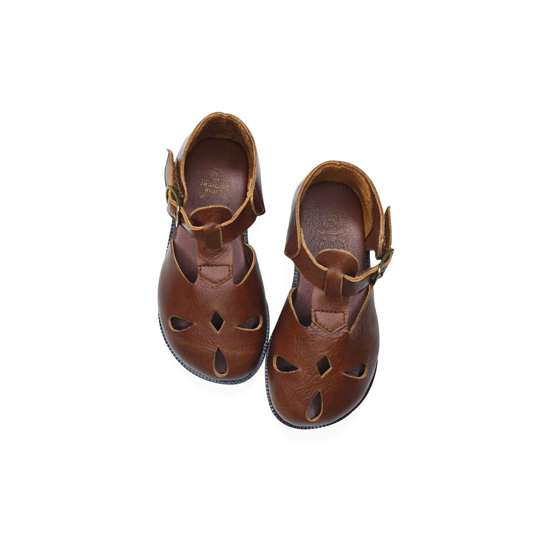 Girls Sandals Beach-Shoes Garden Genuine-Leather Kids Baby Summer Retro Color Oil-Wax