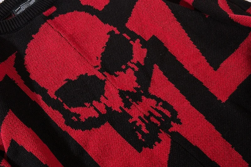 High street Skulls вязаный пуловер Свитера мужские с О-образным вырезом свободный крой трикотажная одежда мужские свитера пуловеры пуловер хип хоп Уличная