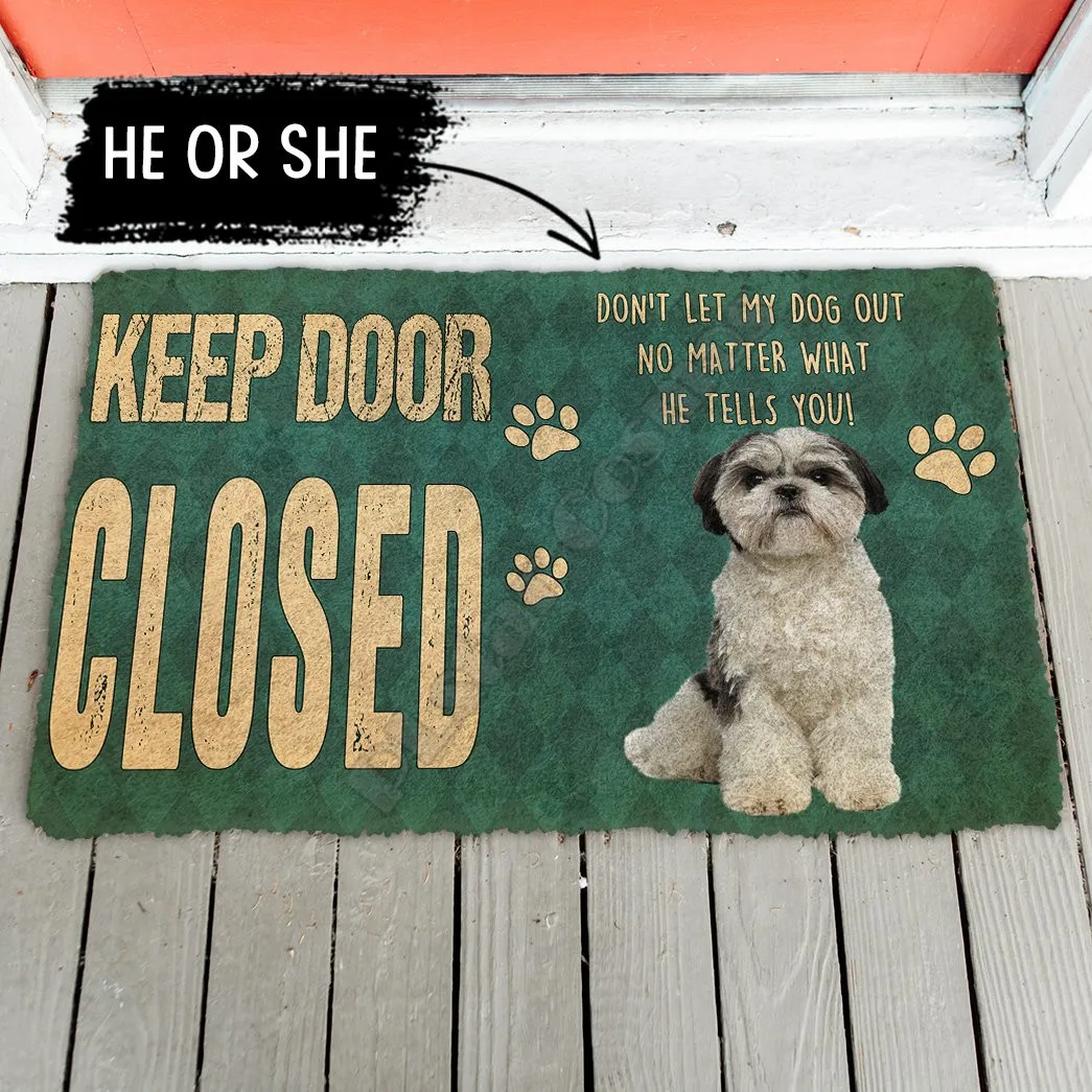 

3D Keep Door Closed Shih Tzu Dog Custom Gender Doormat Non Slip Door Floor Mats Decor Porch Doormat