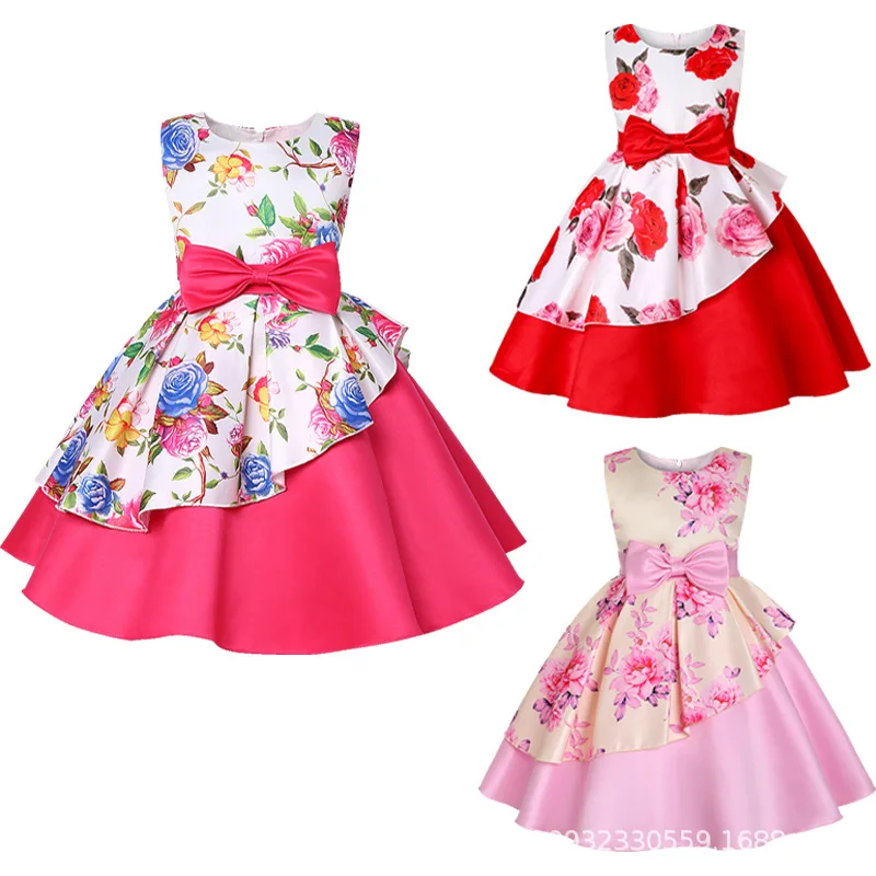 Baby Kids Flower Pretty Birthday Dresses Children Clothing Toddler Wedding Princess Dress Clothes With Bow Eveving Party Costume | Детская