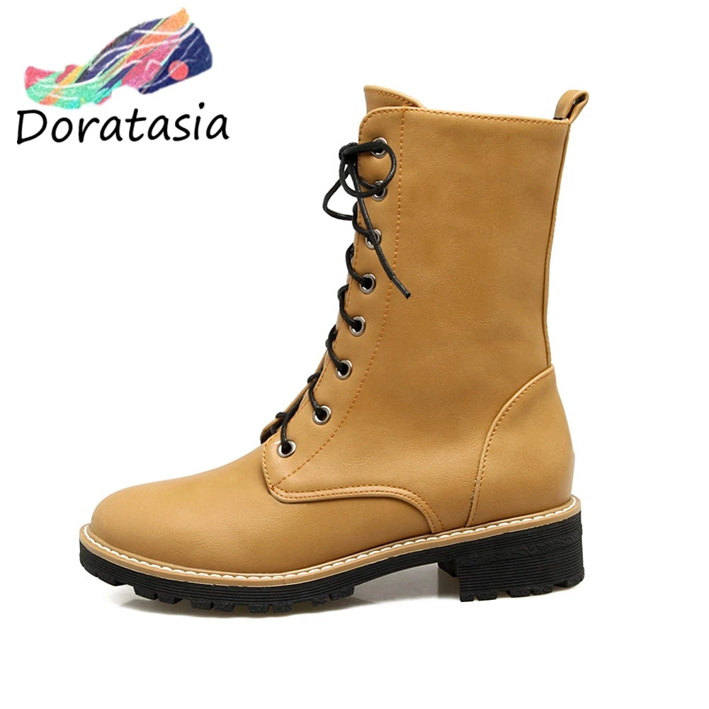

2020 Big Size 43 leisure outdoor forest square Heels Shoelace Ankle Boots Women Shoes fashion boots female Shoes Woman