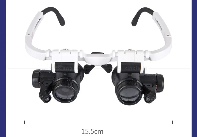 Headband Eye Wear Glasses Magnifier 7X 10X 15X 25X 2 LED Light Magnifying Glass Engraving Watchmaker Magnifier Loupe Binocular