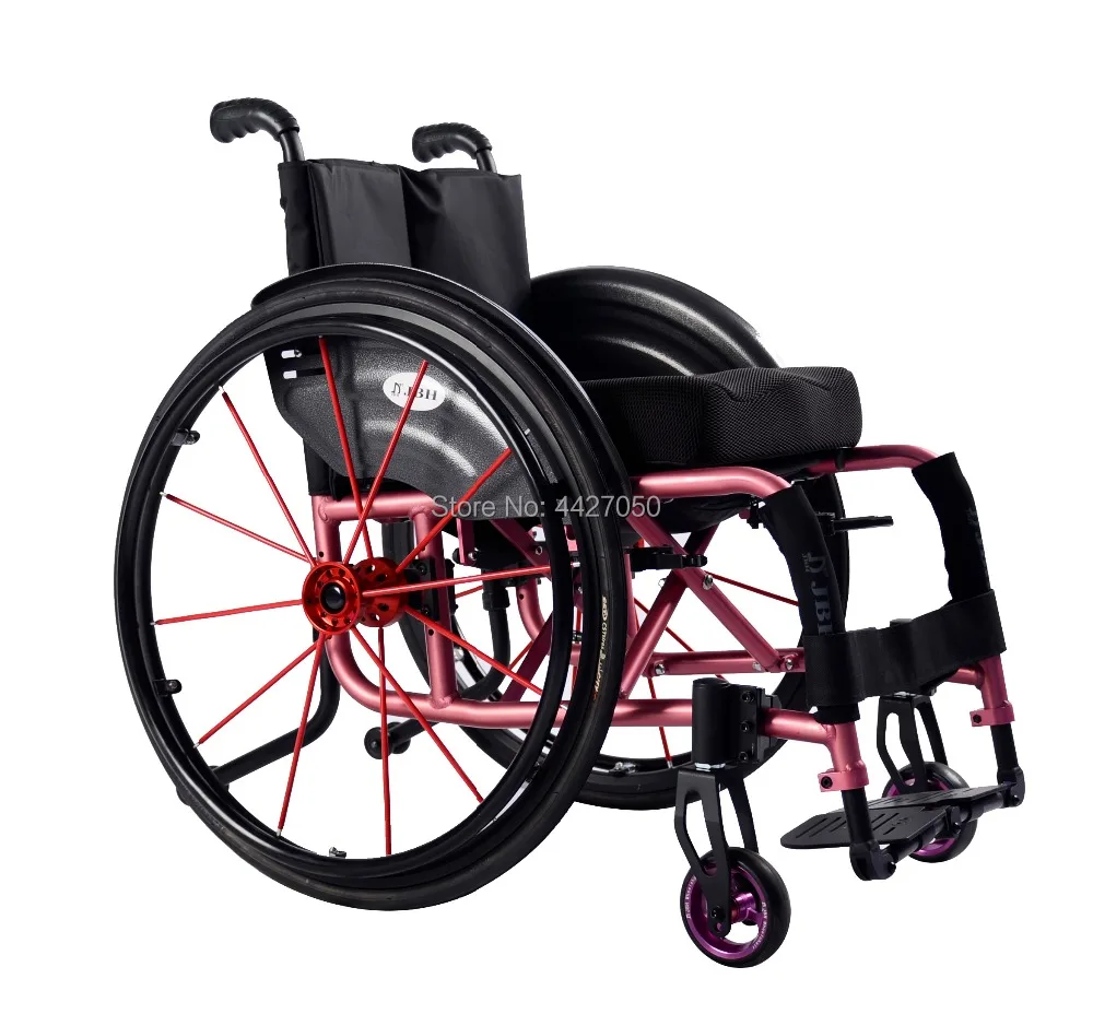 Большая Ширина сидения 42 см алюминиевый сплав Складная ручная/Спортивная инвалидная коляска подходит для инвалидов на открытом воздухе - Цвет: PINK