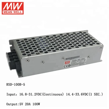 

MEAN WELL RSD-100B-5 14.4~33.6V DC to 5V DC 20A 100W Reliable Railway DC-DC Converter Switching Power Supply 5V DC Transformer