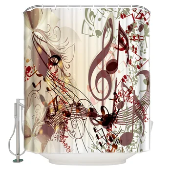 

Musical Notes Octave Beautiful ImageWaterproof Bathroom Shower Curtain Modern Household Shower Curtain