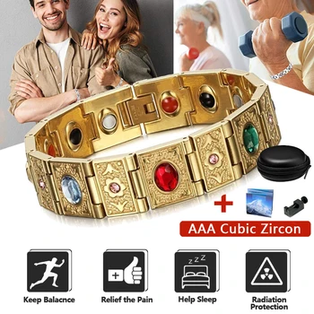 

Magnetic Therapy Bracelet Energy Balance Men Bracelet Health Care Magnetic Bracelets Stainless Steel Neodymium Magnet Bangle