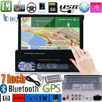

7" 1 Din Car MP5 Player FM Touch Radio USB/AUX GPS Navi Bluetooth Remote Control Autoradio + Rear Camera