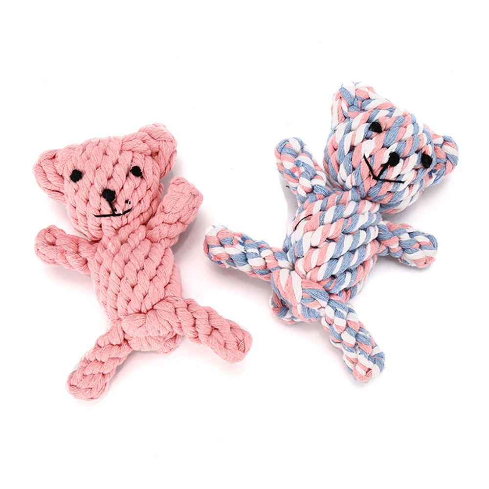 Bear (Color random) Жевательная игрушка для собак, хлопковая игрушка для собак, игрушки для собак в форме животных для больших маленьких собак, игрушка для чистки зубов для собак, Интерактивная игрушка для щенков мопс - Цвет: Bear (Color random)