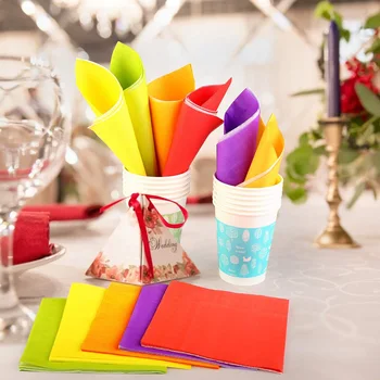 

200pcs colored disposable paper napkins paper cut printed drinks event and party paper towels decorative napkins