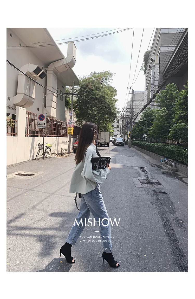 Mishow Весна Лето Блузка женская с длинным рукавом Harajuku однотонные рубашки офисные женские топы MX19A4917