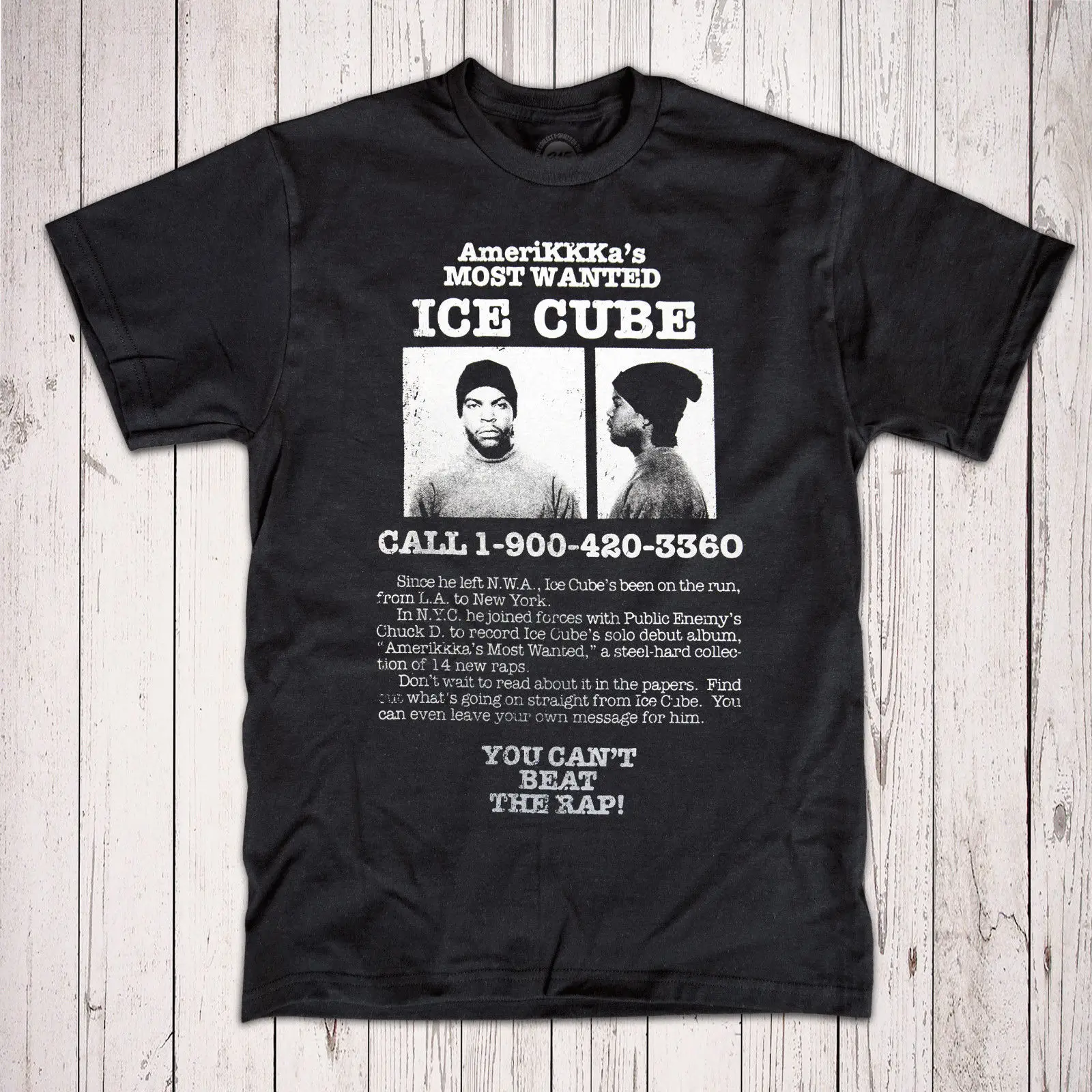 

Ice Cube 'Wanted Poster' T-Shirt - Hip Hop Gangsta Rap Legend N.W.A Eazy-E, Dre Funny Tops Tee Casual O Neck T Shirt Size
