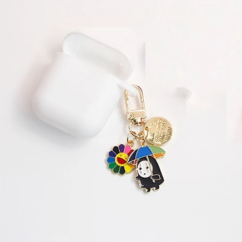 Роскошный силиконовый чехол с цветочным рисунком для Apple Airpods 1, 2, аксессуары, Bluetooth наушники, милый защитный чехол, брелок для ключей - Цвет: Белый