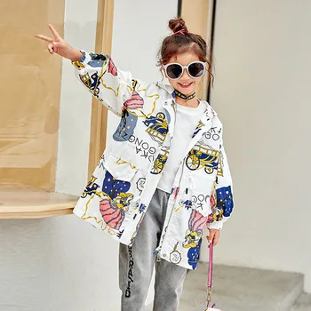 

Fashion Girl Trench Coat 2019 Autumn Spring New Style Long Coat Outwear Unique Pattern Jackets