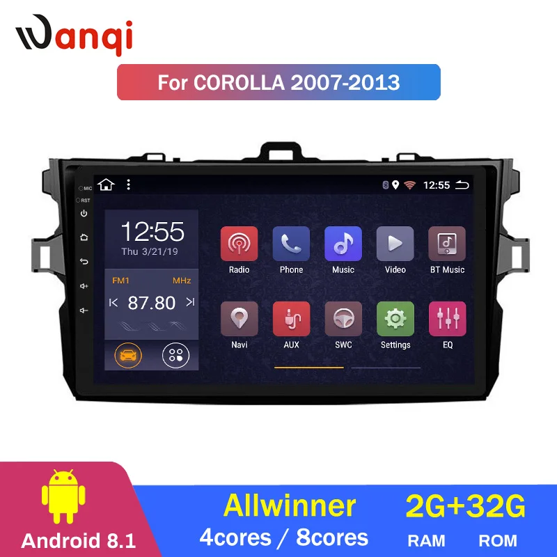 

8 cores 2+32G 9 Inch Android 8.1 Multimedia For Toyota Corolla 2007 2008 2009 2010 2011 2012 2013 Car DVD player support RDS