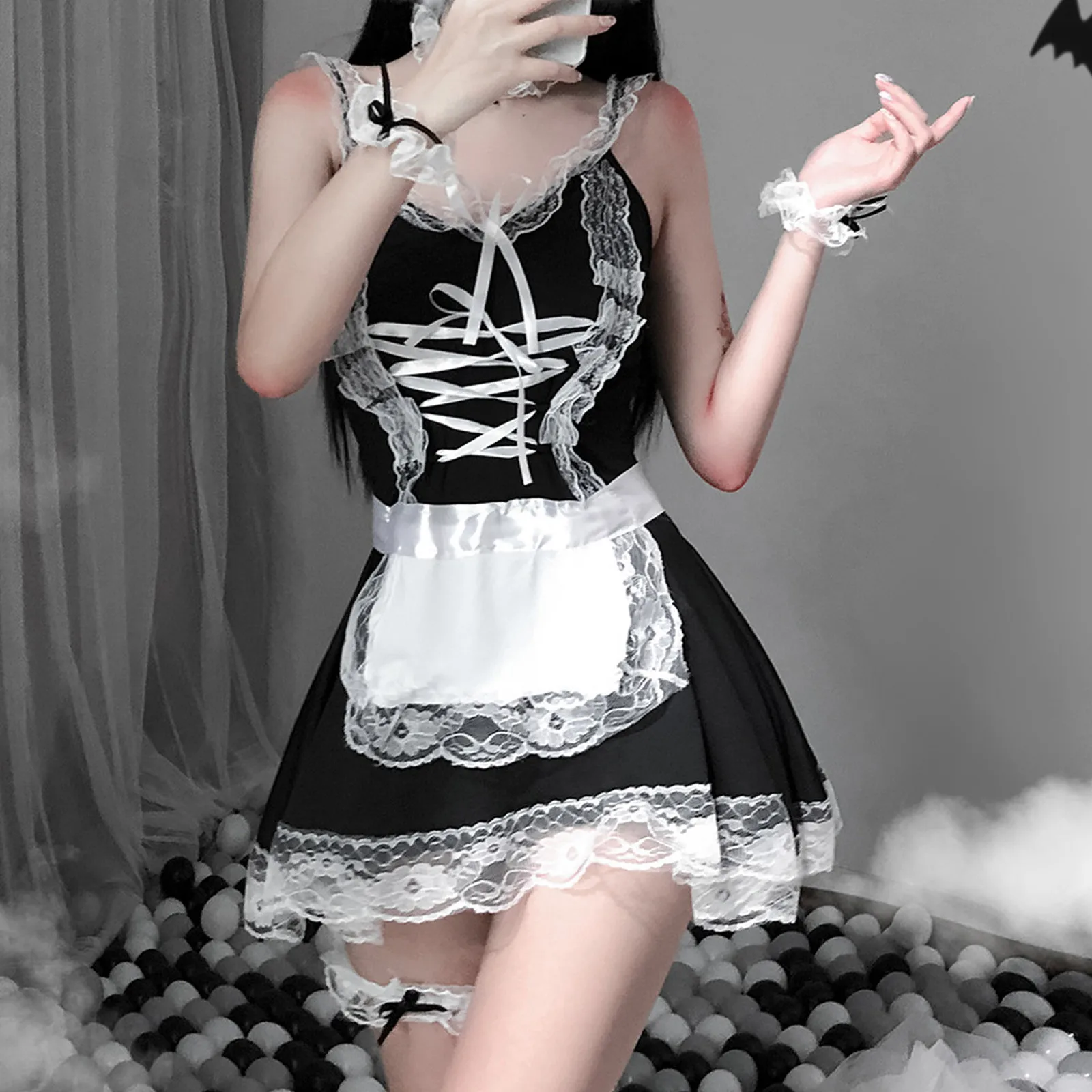 Maid Costumes Outfit Women Role Play Cosplay See-through Erotic Sexy Costumes Dress Uniform Lolita Clothing
