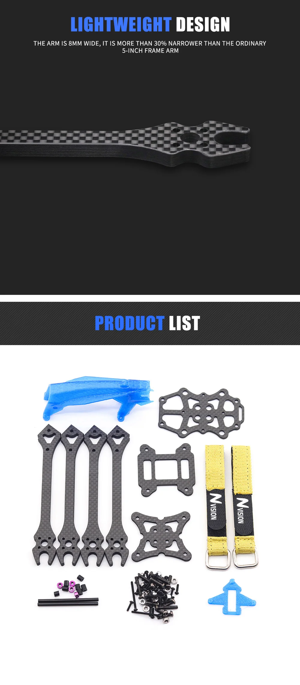 5inch FPV Frame Kit - Gyarados 230mm fpv frame 5inch toothpick T700 carbon fiber fpv racing drone frame kit for novice RC Racing Drone 9