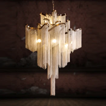 

Modern Luxury Fringed Pendant Lamp for Stair Decoration Chain LED Pendant Hanging Light Living Room Hotel Hall Hang Lamp