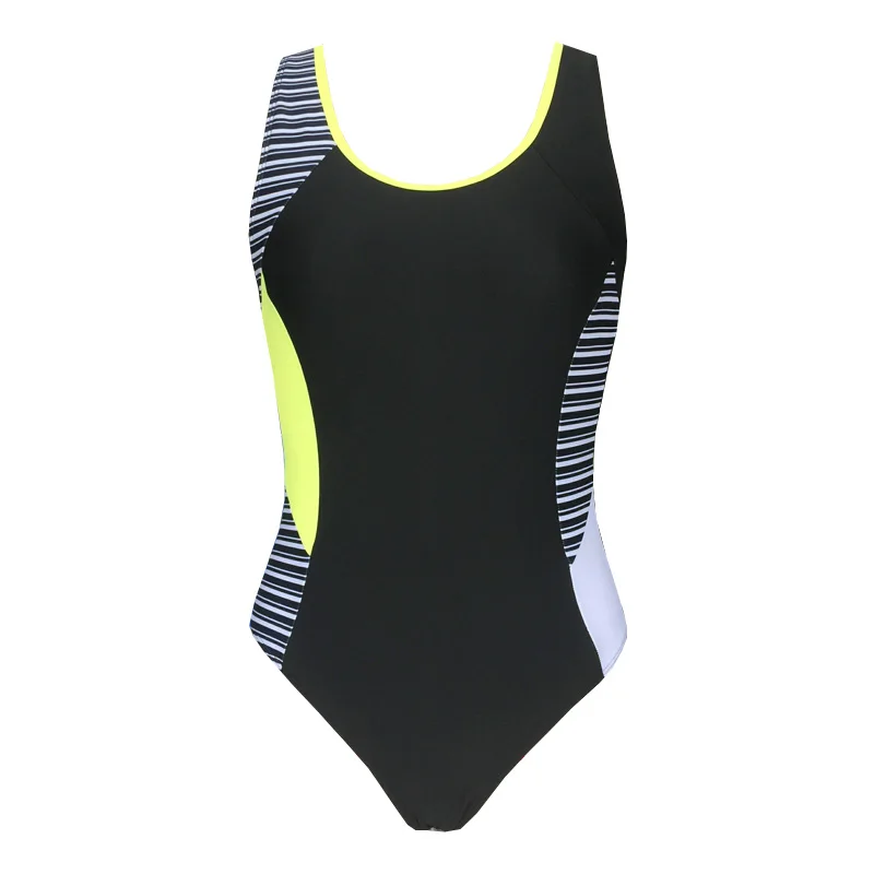 Women Sport Swimsuits Women Swim Dresses Women Patchwork One Piece Suit Raceback Swimwear Racing Training Athletic Bikini Double Lining Slim Swimsuit Monokini Mujer