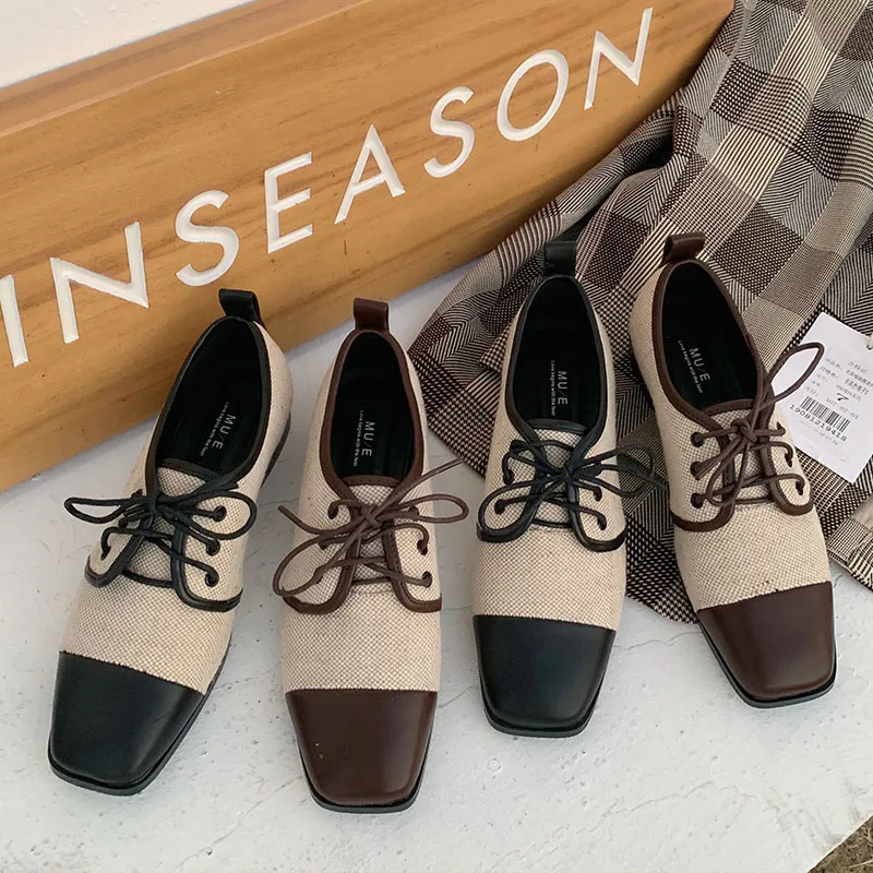 

2019 Autumn New Style Fashion Deep Mouth Small Single Boots Women's Low Heel Lace-up WOMEN'S Shoes round-Toe Commuting Business