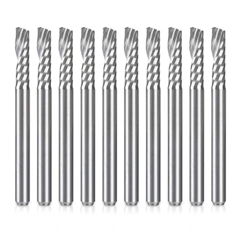 

10 Pack CNC Router Bits 1/8 inch Shank Spiral Upcut Router Bit Single Flute End Mill Set Milling Cutter Tungsten Steel Engraving
