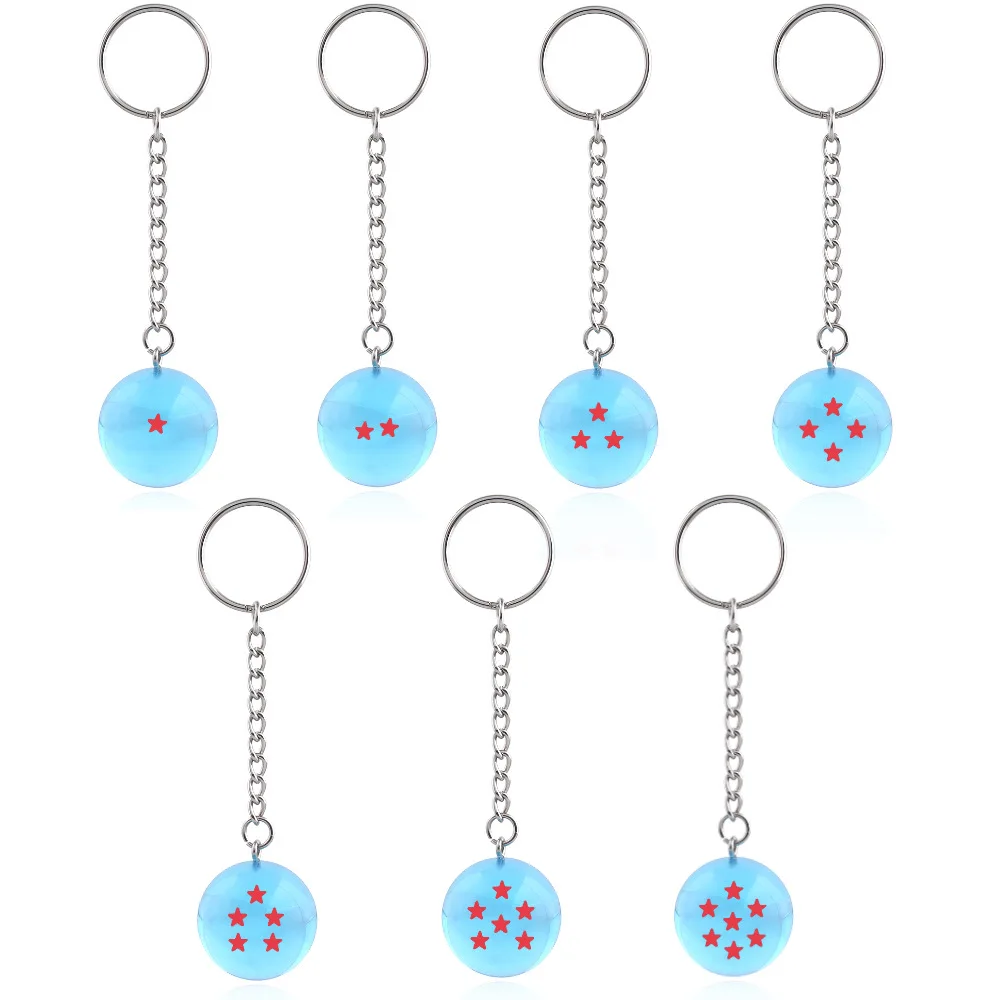 

7pcs/set Anime Dragon Ball Keychains 1-7 Star Z Balls Blue Yellow Enamel Dragon Metal Alloy Men Key Chains Kids Boys Xmas Gifts