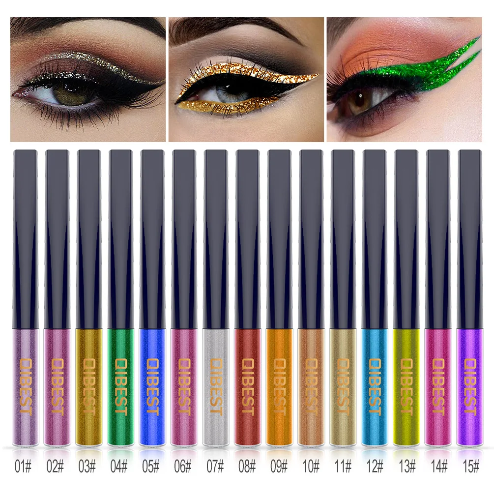 15 Colors Colorful Liquid Eyeliner Golden Red Blue Shiny Eyes Flash Waterproof Long-lasting Durable Makeup |